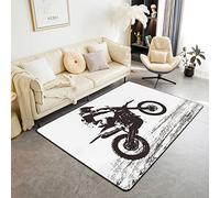 Tappeto da cross, tappeto decorativo per sport estremi, da corsa, motocross, nero, bianco, per interni, 100 x 150 cm