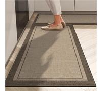 Tappeto da cucina a basso profilo, tappetino in velluto impermeabile sottile da 8 mm, supporto antiscivolo for l'uso sotto la porta, parte anteriore del lavello e ingresso(Dark khaki,50x150cm)