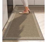 Tappeto da cucina a basso profilo, tappetino in velluto impermeabile sottile da 8 mm, supporto antiscivolo for l'uso sotto la porta, parte anteriore del lavello e ingresso(Light khaki,50x200cm)