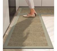 Tappeto da cucina a basso profilo, tappetino in velluto impermeabile sottile da 8 mm, supporto antiscivolo for l'uso sotto la porta, parte anteriore del lavello e ingresso(Light olive green,50x80cm)