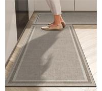 Tappeto da cucina a basso profilo, tappetino in velluto impermeabile sottile da 8 mm, supporto antiscivolo for l'uso sotto la porta, parte anteriore del lavello e ingresso(Light gray,50x150cm)