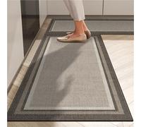 Tappeto da cucina a basso profilo, tappetino in velluto impermeabile sottile da 8 mm, supporto antiscivolo for l'uso sotto la porta, parte anteriore del lavello e ingresso(Medium gray,50x80cm)
