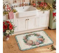 Tappeto da cucina a tema conchiglie e granchi, 50,8 x 78,7 cm | Decorazione per la casa costiera, tappeto per lavello da cucina, motivi granchi e stelle marine, accenti invernali per la