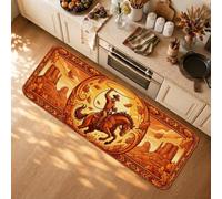 Tappeto da cucina a tema cowboy occidentale con stivali autunnali, 40,6 x | Tema occidentale, tappeti runner da cucina, foglie autunnali, decorazione rustica della cucina, estetica cowboy