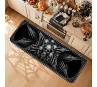 Tappeto da cucina a tema gotico con teschio e scheletro mani, 40 x 119 cm | Stile gotico, tappeti per pavimento della cucina, mani scheletriche, estetica scura, decorazione per la casa stagionale