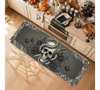 Tappeto da cucina a tema gotico teschio e serpente, per Halloween, 40,6 x | Tappeto vintage gotico per cucina, serpente, reale, rosa, decorazione per la casa, set di tappetini da cucina