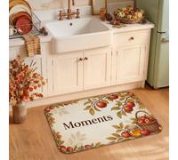 Tappeto da cucina a tema mele con frutti autunnali, 50 x 79 cm | Motivi cestini, tappeti runner da cucina, stile rustico rustico, tema raccolta stagionale, accenti per pavimenti della cucina