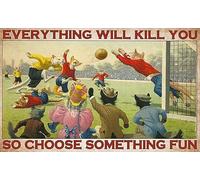 Tappeto Da Cucina Antiscivolo Zerbino Entrata Everything Will Kill You So Choose Something Fun Cats Soccer Classico Tappetino Porta Per Casa Ingresso Interno 40X60Cm