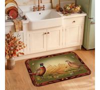 Tappeto da cucina autunnale a tema fagiano rustico, 50 x 79 cm | Campi di grano, tappeto per lavello da cucina, accenti di ghianda, stile rustico, decorazione stagionale del raccolto
