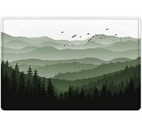 Tappeto Da Cucina Classico Zerbino Da Esterno Misty Trees Mountain Watercolor Green Pine Tree Resistente Sporco Tappetino Da Bagno Per Interno Ingresso Cortile 40X60Cm