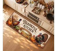 Tappeto da cucina con citazione della Turchia del Ringraziamento Harvest | Tappeto per lavello da cucina, stile rustico, motivo raccolto stagionale, struttura in legno, tappetini decorativi per cucina