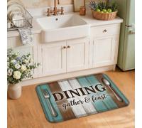Tappeto da cucina con citazione rustica, 50,8 x 78,7 cm | Stile fattoria, tappeti per pavimento cucina, motivo tavola di legno, citazioni culinarie, decorazione per pavimenti della