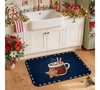 Tappeto da cucina con omino di pan di zenzero, 50 x 78 cm | Biscotto di pan di zenzero, Tappeti per pavimento della cucina, bastoncini di zucchero, cacao caldo, tipografia stagionale
