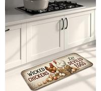 Tappeto da cucina con pollo, stile vintage, rustico, morbido, con imbottitura a molla, confortevole, lavabile, decorativo, per lavelli da cucina, lavanderia, bagno, 40,6 x 119,6 cm
