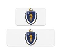 Tappeto da cucina con stampa bandiera del Massachusetts, 2 pezzi, per pavimento, casa, ufficio, lavanderia