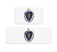 Tappeto da cucina con stampa bandiera del Massachusetts, 2 pezzi, per pavimento, casa, ufficio, lavanderia