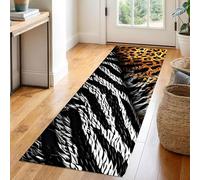 Tappeto Da Cucina Con Stampa Di Mucca Plateau, Con Motivo Geometrico Astratto E Texture Retrò Di Animali, Tappeto Antiscivolo Lavabile A Pelo Corto(L9,65x300cm)
