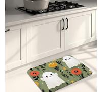Tappeto da cucina fantasia per pavimento, motivo fantasmi carini, floreale, morbido, imbottito, confortevole, lavabile, antiscivolo, per cucina, lavanderia, bagno, 50,8 x 78,7 cm