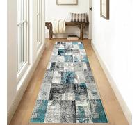 Tappeto da Cucina Grigio e blu Astratto Moderno Tappeto Cucina Corridoio Antiscivolo Lavabile lungo Tappeto Passatoia Cucina 2.20 metri tappeti cucina Per Camera Cucina Soggiorno,Grigio,40x220cm