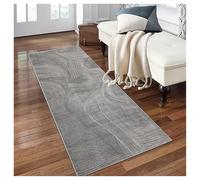 Tappeto da Cucina Lungo 1.8 Metro Grigio Astratto, Tappeti Passatoia Corridoio Antiscivolo e Lavabile, Perfetto per Ingressi/Scale/Bagni/Soggiorni, Design Moderno con Pattern Geometrico,90x180 cm