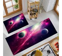 Tappeto Da Cucina Meteora Fantasy, Magenta Set Di 2 Tappetini Di Cucina Antiscivolo, Lavabili, Per Corridoio Soggiorno Camera Da Letto Bagno (Paesaggio Cosmico, 44X75+44X120Cm)