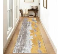 Tappeto da Cucina Moderni Marrone e Oro, Passatoia Corridoio Antiscivolo Lavabile 2.40 Metri Runner Lungo per Cucina, Soggiorno, Camera, D'oro, 40x240cm