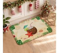 Tappeto da cucina natalizio a tema tropicale, 40,6 x 61 cm | Tema tropicale, tappetini da cucina per pavimento, decorazione costiera, fiori di ibisco, citazione modalità vacanza