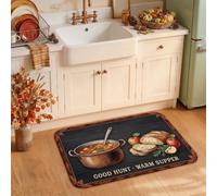 Tappeto da cucina rustico a tema autunnale, 50 x 79 cm | Tappeto da cucina a tema rustico, tappeto da cucina, opera d'arte della cabina del bosco, decorazione stagionale della cucina