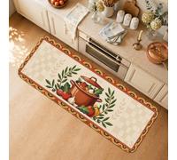 Tappeto da cucina rustico con cesto di frutta, 40,6 x 119,4 cm | Tema della fattoria, tappeto per lavello da cucina, utensili da cucina, illustrazioni di prodotti freschi