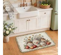Tappeto da cucina rustico con gallo e motivo floreale, 50,8 x 78,7 cm | Tappeto per lavello da cucina, stile country francese, bouquet floreale rustico, decorazione per la cucina della fattoria