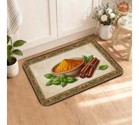 Tappeto da cucina rustico con spezie ed erbe aromatiche, 40,6 x 61 cm | Tema culinario, tappetini da cucina per pavimento, bordo botanico rustico, illustrazione di mortaio e pestello
