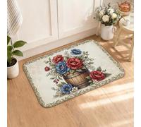 Tappeto da cucina rustico, motivo: gallo e floreale, 40,6 x 61 cm | Tappeto per lavello da cucina, stile country francese, bouquet floreale rustico, decorazione per la cucina della fattoria