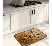 Tappeto da cucina rustico vintage girasole per pavimento, accogliente casa colonica, imbottito, confortevole, lavabile, decorazione per lavelli da cucina, lavanderia, bagno, 40,6 x 61 cm