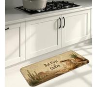 Tappeto da cucina rustico vintage per pavimento, ma First Coffee, decorativo, imbottito, lavabile, per lavelli da cucina, lavanderia, 40,6 x 119,6 cm
