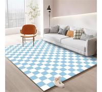 Tappeto da esterno a scacchi bianco e nero in stile marocchino, lavabile, multicolore, per corridoi, porte, camere da letto, entrate, blu, 140 x 200 cm