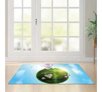Tappeto da Esterno Cuore Verde Blu Zerbino Ingresso Esterno Interno Poliestere Tappeto Cucina Moderno Salotto Lavabile Tappeti Moderni Soggiorno Antiscivolo Zerbini da Esterno 40x60cm