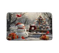 Tappeto Da Esterno Facile Da Pulire Zerbino Di Benvenuto Cute Snowman Funny Cat Xmas Tree Red Bird Classico Tappetini Per Bagno Cortile Ingresso 40X60Cm