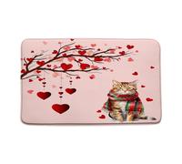 Tappeto Da Esterno Resistente Sporco Zerbino Entrata Love'S Day Red Pink Heart Cute Cat Kitten Romantic Indistruttibile Tappetini Per Bagno Ingresso Interno 40X60Cm