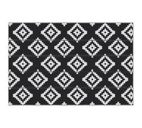 Tappeto da Esterno Reversibile 182x274 cm con Fantasia Geometrica Nero e Bianco