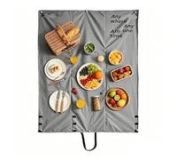 Tappeto da esterno - Zaino da picnic con cerniera 55,1 | Telo da campeggio impermeabile e sabbioso | Coperta da spiaggia portatile pieghevole per i viaggi. Tessuto Oxford grigio 210D, 420 g.
