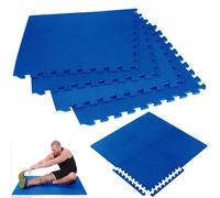 Tappeto da fitness a puzzle - set di 4 pezzi 60x60cm superficie 1.44m2 protezione per pavimenti materassino palestra workout ginnastica tappetino piscina facile pulire Gym (BLU)