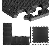 Tappeto Da Fitness [SET DA 4O8 PZ Coprono 1.49 e 2.98 m²] Tappetino Da Ginnastica Protettivo in EVA Puzzle ad Incastro Antiscivolo | 61 * 61cm spessore 1.2Cm (8 PEZZI [NERO])