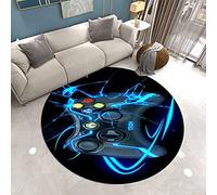 Tappeto da Gamer Rotondo per la Decorazione della Camera da Letto Spiaggia Sabbiosa Marina Cielo Stellato Universo Pianeta Pattern Tappeto Antiscivolo per Ragazzo Ragazza (Nero 1,160cm)