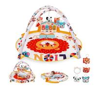 Tappeto da gioco 9 in 1 con arco giochi, arco giochi multifunzionale per neonati con piscina di palline, musica e giocattoli sensoriali rimovibili, tappeti per gattonare per bambini da 0 mesi in su