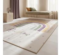 Tappeto da gioco arcobaleno vivace crema 80x120 cm controllato per sostanze nocive facile da pulire lavabile resistente durevole camera dei bambini stanza giochi idoneo per riscaldamento a pavimento