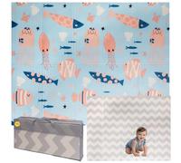 Tappeto da gioco bambini 150×200×1,5 cm pieghevole reversibile atossico impermeabile antiscivolo palestra neonato tummy time bambini arco giochi neonato 0-3/3-6/6-9 mesi sviluppo sensoriale