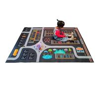Tappeto da gioco City Toy Activity Playmat Road, Tappetino da gioco for strada con traffico, parcheggio for parco divertimenti, multicolore, diverse misure(Dark Grey,80*160cm)