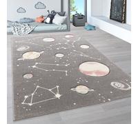 Tappeto da gioco con stelle e pianeti per la cameretta dei bambini in grigio