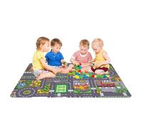 Tappeto da gioco educativo - Tappetino per gattonare con mappa del traffico per bambini, in tessuto di velluto, morbido tappeto da gioco con strada cittadina, coperta giocattolo educativa, tappetini