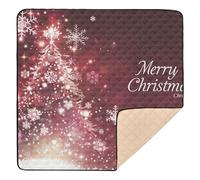 Tappeto da gioco per bambini, antiscivolo, grande, con scritta "Merry Christmas", colore bordeaux, per pavimento, comodo, traspirante, imbottito, per bambini, 127 x 127 cm